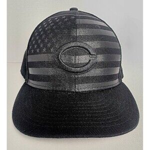 Men's Cincinnati Reds New Era Black Tonal Flag 59FIFTY Fitted Hat Pre-Owned